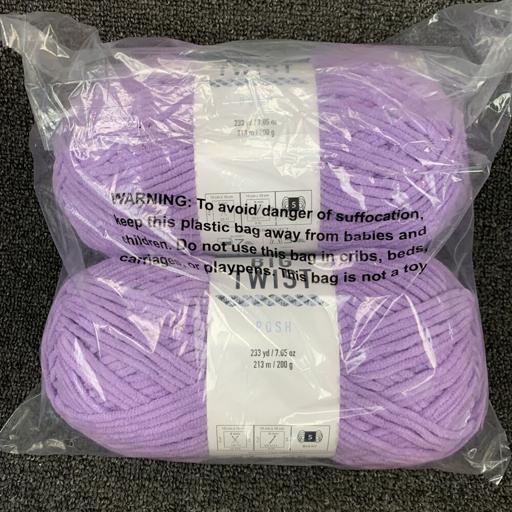 Lot Of 2 Big Twist Posh Ube Milk Tea Yarn JF24-006 233yd 7oz Each Discontinued
